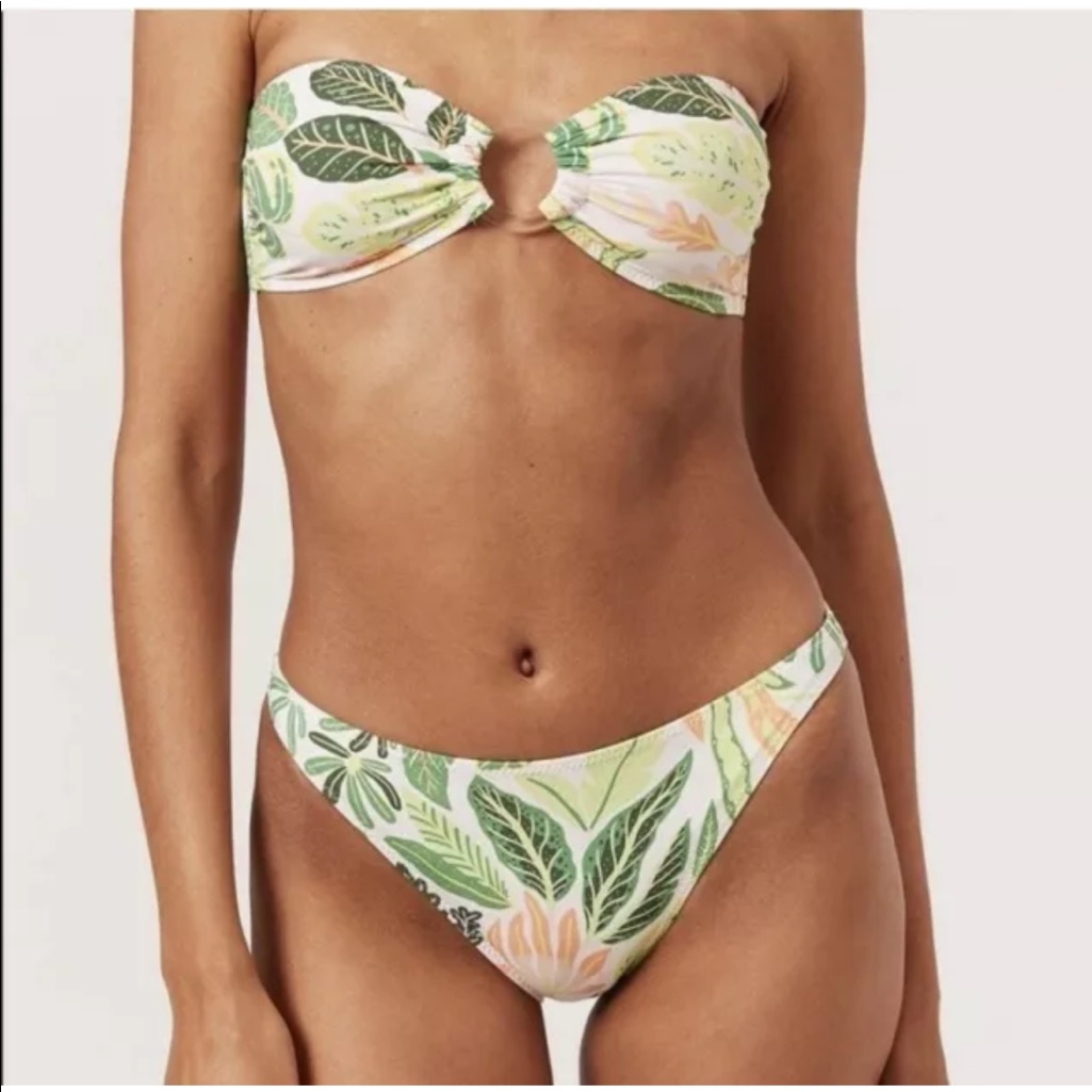 Nwt Set Solid & Striped The Tati Palm Leaf Bikini S Bottom & Xl Top